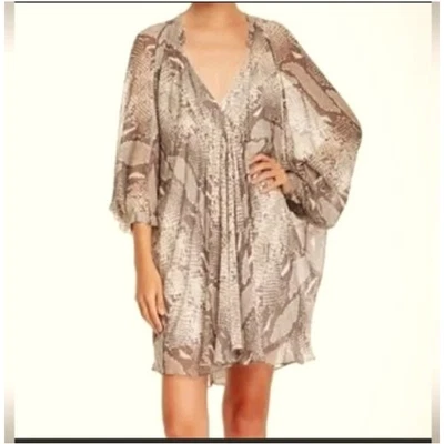 Diane Von Furstenberg Snake Print Fleurette Silk Chiffon Dress SIZE 14 Orig $365 - Image 1 of 4