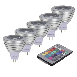 MR16 3W RGB Color Changing Spotlight with IR Remote Control Mood Ambiance Lig... - Picture 1 of 7