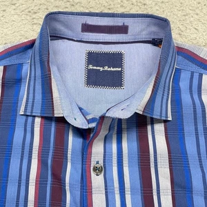 TOMMY BAHAMA T317464 Long Sleeve Stripe Breaker Button Shirt Men M Cotton Silk - Picture 1 of 16