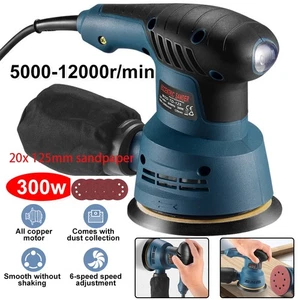 300W ELECTRIC RANDOM ORBITAL SANDER 6 SPEEDS ROTARY PALM CIRCULAR DISC 20x 125mm - Picture 1 of 12