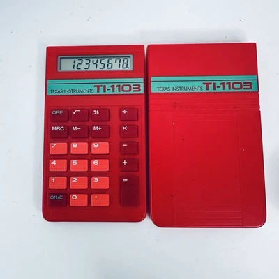 Texas Instruments TI-1103 Vintage Retro Calculator Red - Tested & Working - Image 1 of 4