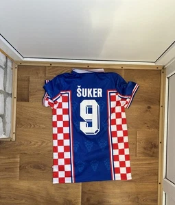 1998 CROATIA Away No.9 SUKER 98 World Cup jersey shirt sz M REPLICA - Picture 1 of 7