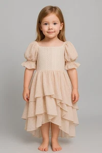 Joyfolie Dress Girls 8 Ivory Asymmetric Cottagecore Wedding Guest Flower Girl - Picture 1 of 16
