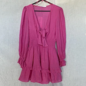 Mini Vestido Rosa Caliente Manga Larga - Saints & Secrets - AU 8 / US S - Imagen 1 de 9