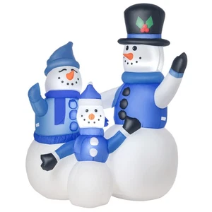 HOMCOM Inflatable Snowman Family Decoration w/ LED Lights Christmas Seasonal Fun - Picture 1 of 11