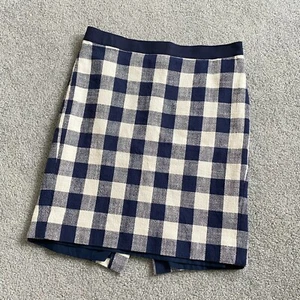 - J. Crew The Pencil Skirt Preppy Plaid Skirt in White and Navy US6   - Picture 1 of 6