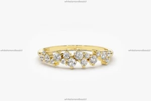 Anillo de aniversario fino con banda de cóctel de oro amarillo de 14 k diamante natural - Imagen 1 de 5