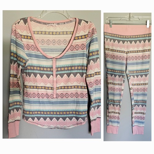 Victoria's Secret Thermal Waffle Pajamas 2Pc Set Women’s Size S Fair