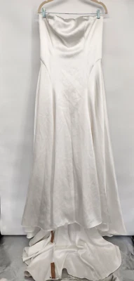 Nuevo con etiquetas Vestido de novia Reformation Elena satinado sin tirantes talla 10 marfil #4B416 Foto 1 de 4
