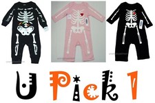 Halloween Skeleton Outfit Boys Girls Holiday Romper Creeper Bodysuit Footless