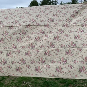 New Pink Cabbage Roses Cotton Fabric 6.75 yds Prairie Dress Calico Excellent - Picture 1 of 10