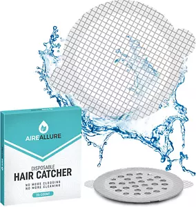 25 Pack, Disposable Shower Drain Hair Catcher Mesh Stickers - Picture 1 of 6