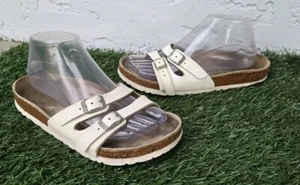 Birkenstock Ibiza White Birko-Flor Slide Slip On Sandals Womans Size 38 7 7.5 - Picture 1 of 8