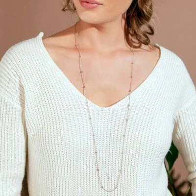 36'' LONG BLACK & WHITE ITALIAN MADE DIAMOND CUT BEADED NECKLACE /925 STERLING S - Image 1 of 4