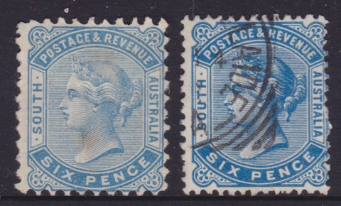 SOUTH AUSTRALIA 1887-90 6d Blue SHADES QV MINT/USED (NG61) Cover