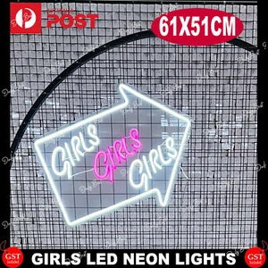 60x51cm Girls LED Neon Lights Sign Board Acrylic Party Wedding Battery Operated - Picture 1 of 5