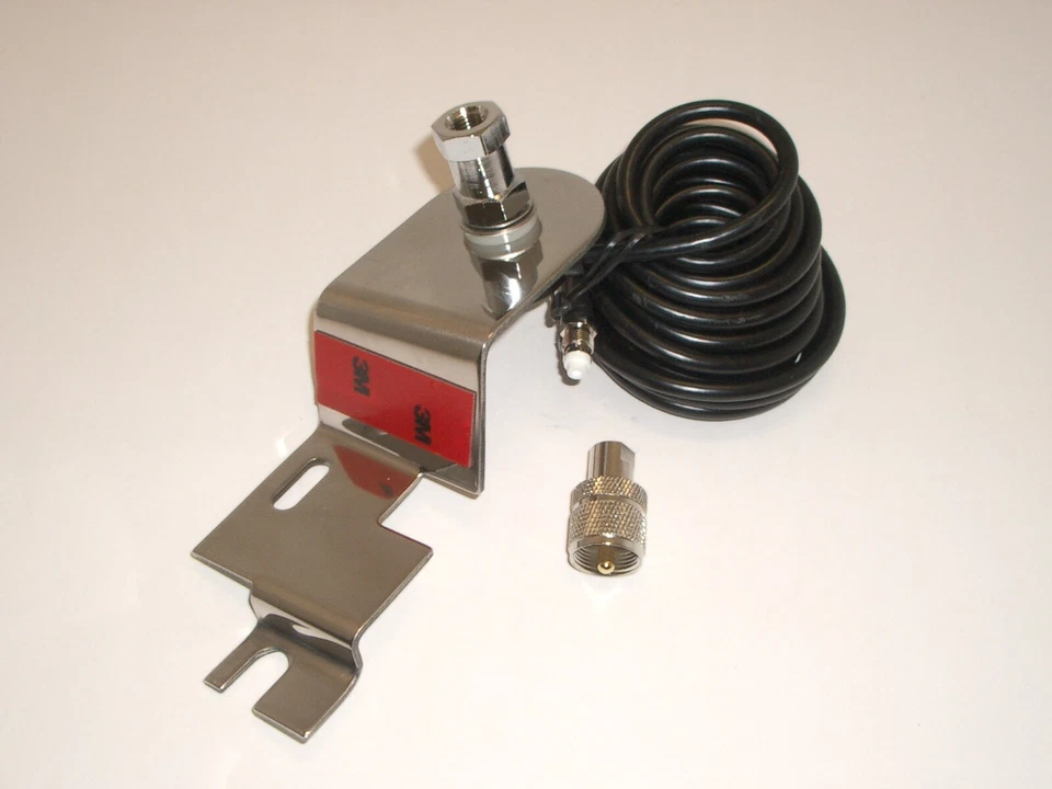 PROCOMM PC22-4003 3/8-24 STAINLESS ANTENNA HOOD MOUNT&CABLE 2015 &UP FORD F150  - Image 1 of 2