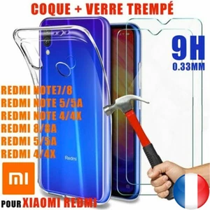 COQUE ETUI + VITRE VERRE TREMPE XIAOMI REDMI NOTE 8T/8/7/6/5/PRO 5/5A/5/4X - Photo 1/124