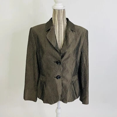 Chaqueta Blazer Basler 100% Seda Abstracta Texturizada Diamante Tejido 2 Botones Forrada 44 Foto 1 de 4