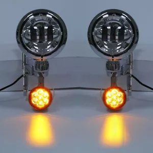 Auxiliary Spot Fog Light Bracket Turn Signal Fits For Harley Street Glide 94 -24 - Picture 1 of 15