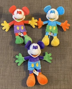 Peluche Topolino Parchi Disney 10" - Lotto di 3 - Nuovi con etichetta - Rosa, Viola, Blu - Foto 1 di 8