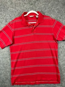 IZOD Polo Shirt Adult Mens L Large Red Stripe Casual Work Short Sleeve Mens - Picture 1 of 7