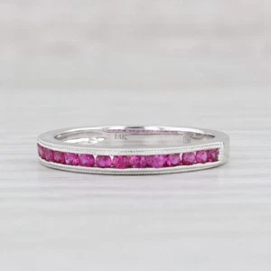 Nuevo Anillo De Zafiro Magenta Rosa De 0.30ctw En Oro Blanco De 14k, Talla 6.5 - Imagen 1 de 10