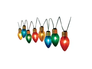 New ! Holiday Time 8' Jumbo C7 Christmas Lights, Multicolor, 8 Count - Picture 1 of 2