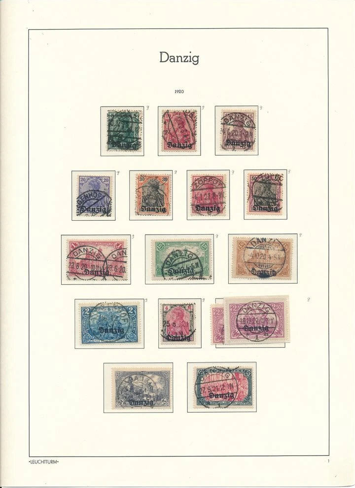 Prophila Collection Danzig 16-20 – Komplette Ausgabe Gestempelt, 1920 Germania-Aufdruck, Briefmarken Für Sammler
