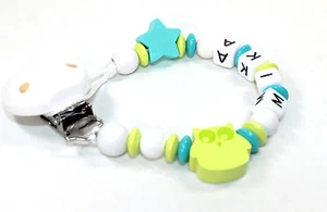Schnullerkette mit Namen Eule Schnullerhalter Baby Nuckelkette Baby Taufe Holz - Bild 1 von 6