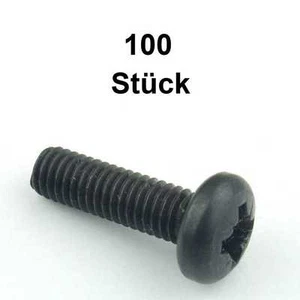 100 Rackschrauben M6 x 20 Kreuzschlitz Schraube schwarz Rackschraube Adam Hall - Picture 1 of 1