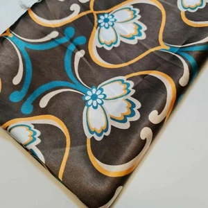Braun Satin weich Seide Finish Stoff Blumendruck Kleid Drapierung Material 58" Meter - Bild 1 von 3