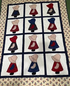 Handmade Sunbonnet Sue Finished Quilt for Sale Crib or Throw 41” x 51” - Picture 1 of 6