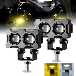 2pcs Motorcycle LED Driving Spotlight Work Light Yellow White Fog Lights Lamp - Picture 1 of 22