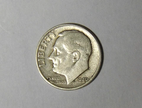 1949-P Roosevelt Silver Dime Circulated Philadelphia Mint Coin (mrm.tb.2) Cover