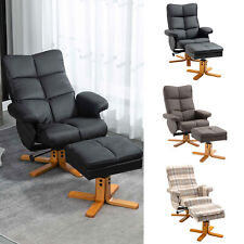 Faux Leather Recliner Chair with Ottoman Footrest Storage Space