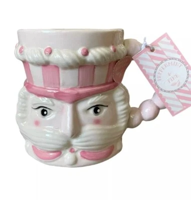 Peppermint & Pine Pastel CHRISTMAS Pink and White Nutcracker Mug - Image 1 of 3