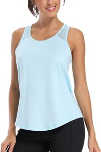 Womens Workout Tank Top Racerback Mesh Yoga Athletic Running Sleeveless Gym - XL - Picture 1 of 4