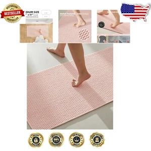 Chic 24"x47" Pink Bathroom Rug - Non-Slip Chenille, Stain Resistant, Easy Care - Picture 1 of 11