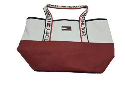 Tommy Hilfiger Rojo Blanco Azul Logo Correa Bolso de Hombro Cartera Grande Foto 1 de 4