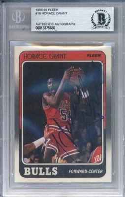 Fleer #16 1988-89 Horace Grant Auténtico Automático en Tarjeta BGS Autógrafo Auténtico Foto 1 de 2