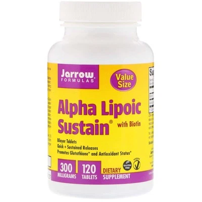 JARROW FORMULAS Alpha Lipoic Sustain + Biotin 300 mg 120 Tablets - Image 1 of 3
