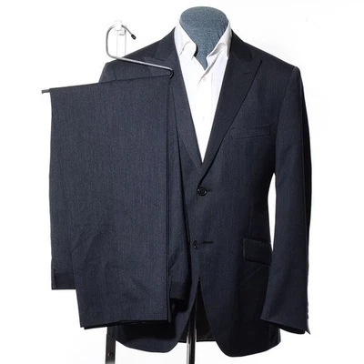 40R J. Ferrar Dark-Gray Striped Rayon-Blend 2-Piece Suit 33x32 Trousers Jacket M - Image 1 of 4