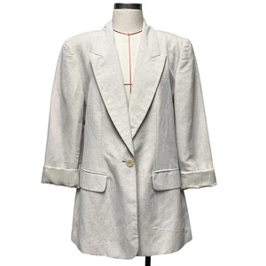 Vintage Courtenay Damen Größe 14 Grau Leinenmischung Blazer - Bild 1 von 5