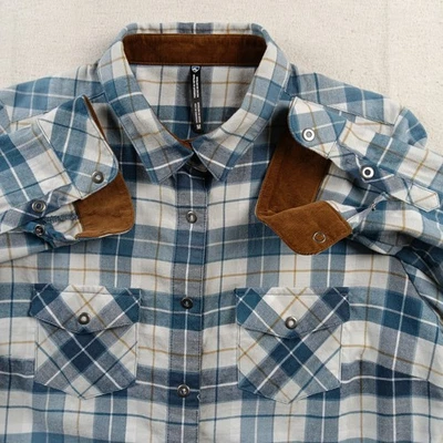 Kuhl Mujer Tess Azul Franela a Cuadros Puños Abatibles Pana a Cuadros a Presión 8457 - Talla M Foto 1 de 4