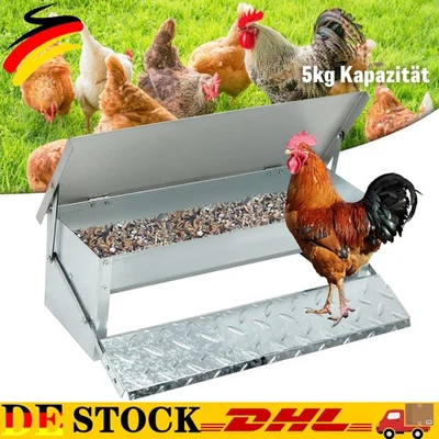 Futterautomat hühner Futterspender mit Trittklappe Geflügel Trog 5KG Futtertrog - Bild 1 von 4