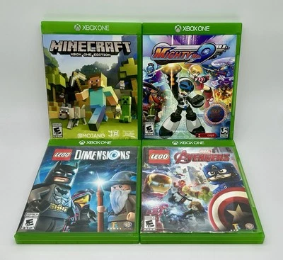 Xbox One 4 Lot • Minecraft, Mighty No. 9, Lego Dimensions, Lego Marvel Avengers - Image 1 of 4