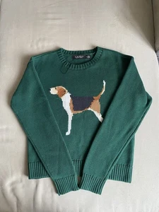Ralph Lauren Intarsia-knit Bear Dog Teddy Jumper Graphic Sweater Beagle Green S - Picture 1 of 14