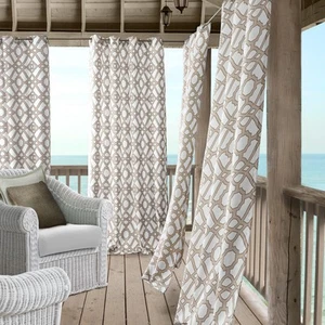 Elrene Marin Indoor/Outdoor Grommet Window Panel Natural 50" w x 84" l - Picture 1 of 5