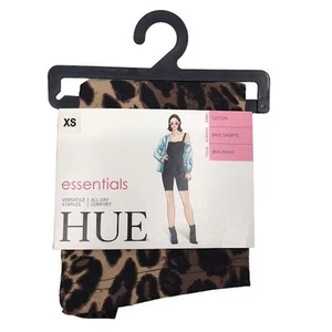 HUE Essentials Women's Wavy Leopard Cotton Bike Shorts XS High Rise Mid Thigh - Picture 1 of 4